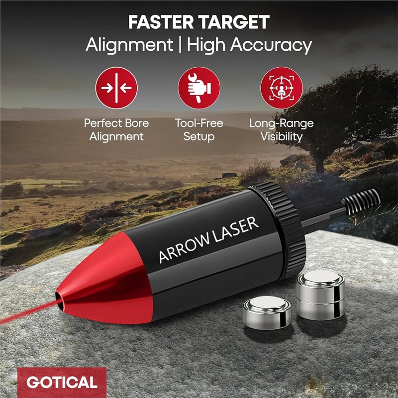 Gotical Arrow Laser Sight Tactical Archery Bore Sight Red Dot Laser for Compound Bow Crossbow Boresighter Sight Tool for Target - Image 3